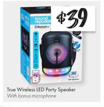 The Reject Shop True Wireless Led Party Speaker
