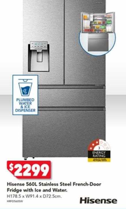 Hisense 560l Stainless Steel French-door Fridge With Ice And Water ...