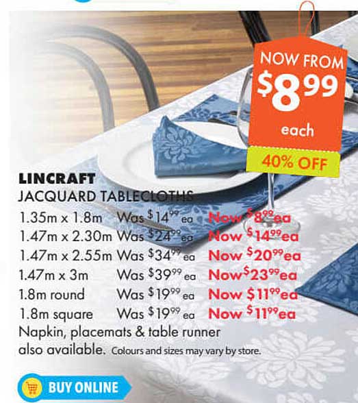 Lincraft Lincraft Jacquard Tablecloths