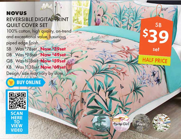 Lincraft Novus Reversible Digital Print Quilt Cover Set