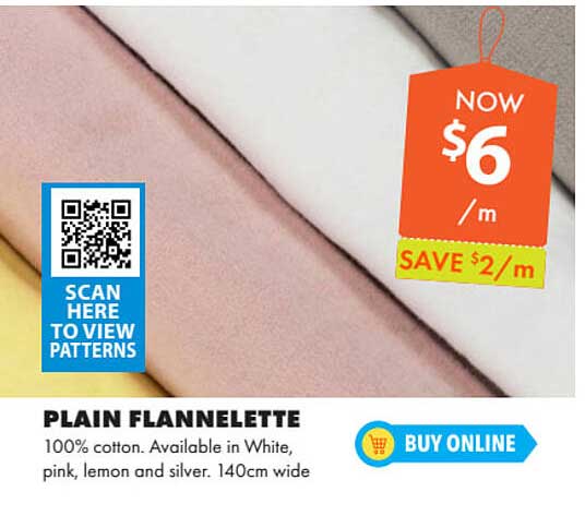 Lincraft Plain Flannelette