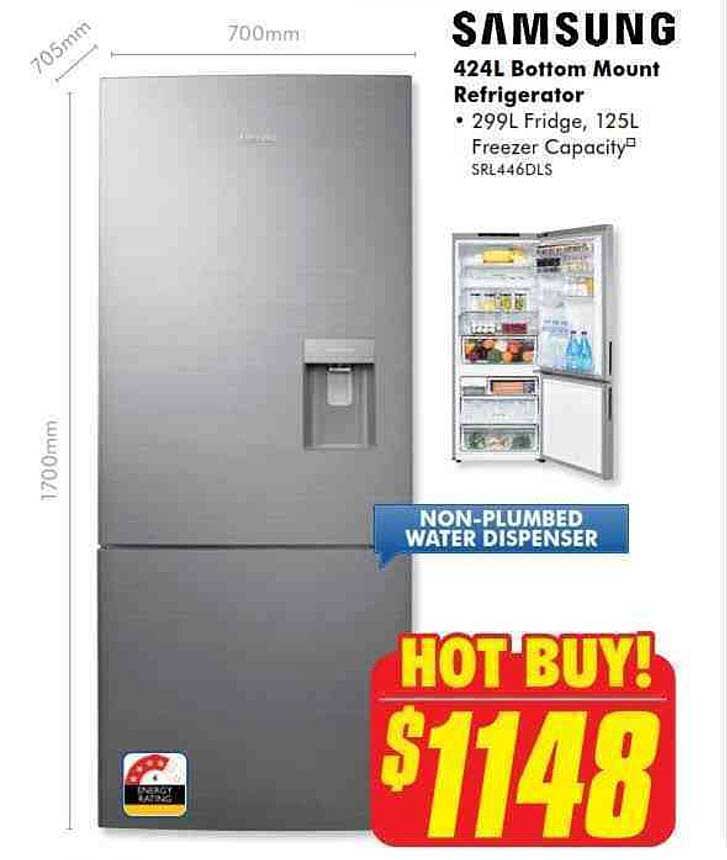 Samsung 424l Bottom Mount Refrigerator Offer at The Good Guys
