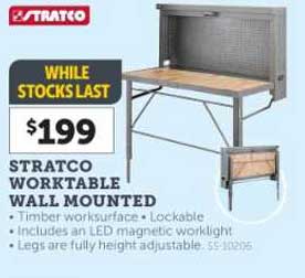 Stratco Stratco Worktable Wall Mounted