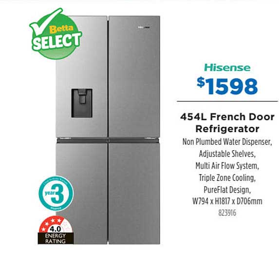 454l French Door Refrigerator Hisense Offer at Betta