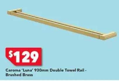Harvey Norman Caroma 'luna' 930mm Double Towel Rail-brushed Brass