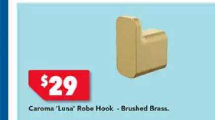 Harvey Norman Caroma 'luna' Robe Hook -brushed Brass