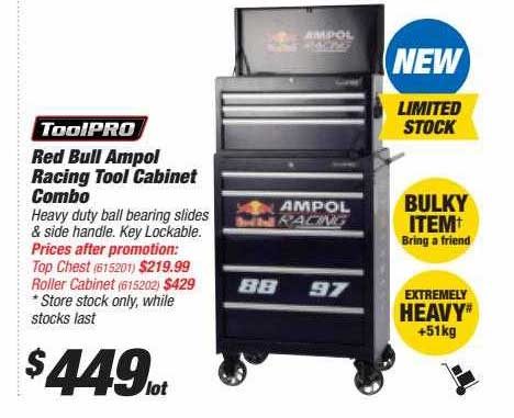 Supercheap Auto Toolpro Red Bull Ampol Racing Tool Cabinet Combo