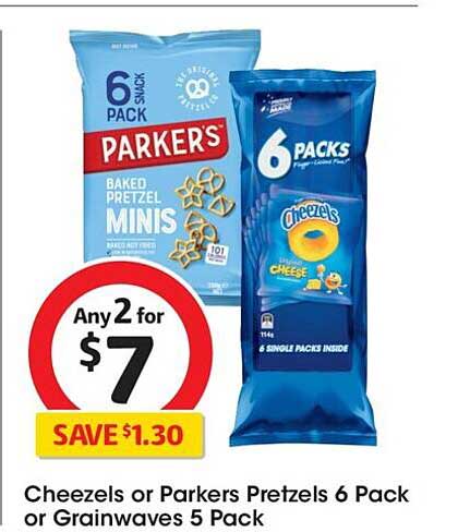 Cheezels Or Parkers Pretzels 6 Pack Or Grainwaves 5 Pack Offer at Coles ...