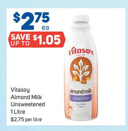 Vitasoy Almond Milk Unsweetened Offer at Foodland - 1Catalogue.com.au