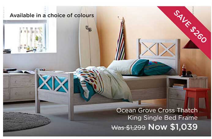 Snooze Ocean Grove Cross Thatch King Single Bed Frame