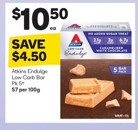Atkins Endulge Low Carb Bar Offer at Woolworths