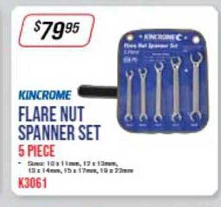 Burson Auto Parts Kincrome Flare Nut Spanner Set 5 Piece