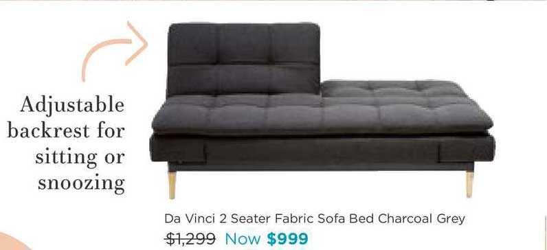 Early Settler Da Vinci 2 Seater Fabric Sofa Bed Charcoal Grey