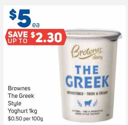 Brownes The Greek Style Yoghurt Offer at Foodland