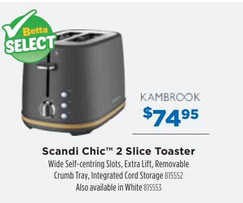 Betta Scasndi Chic 2 Slice Toaster Kambrook