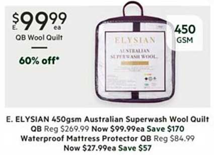 Harris Scarfe Elysian 450gsm Australian Superwash Wool Quilt