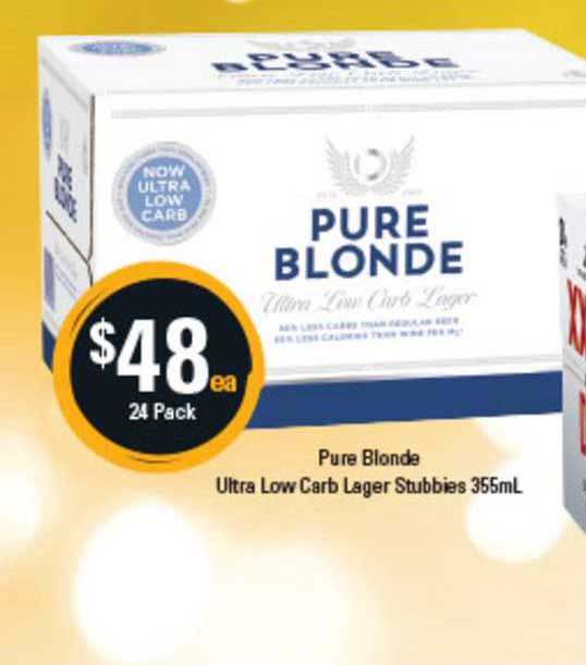 Pure Blonde Ultra Low Carb Lager Stubbies 355ml Offer At Cellarbrations