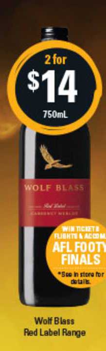 Cellarbrations Wolf Blass Red Label Range