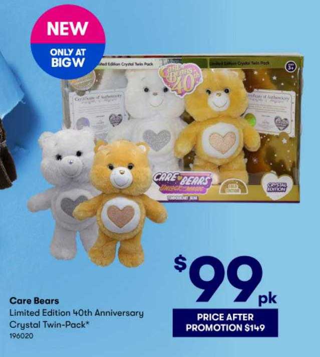 BIG W Care Bears Limited Edition 40th Anniversary Crystal Twin-pack