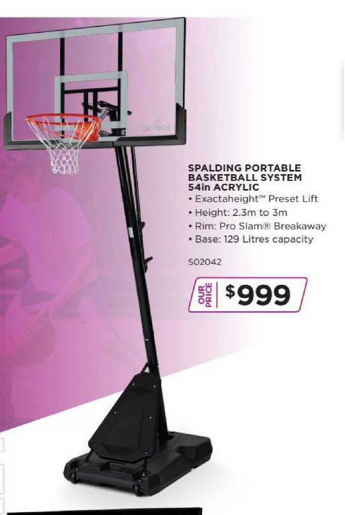 SportsPower Spalding Portable Basketball System 54in Acrylic