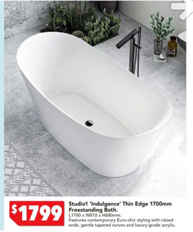 Harvey Norman Studio1 'indulgence' Thin Edge 1700mm Freestanding Bath