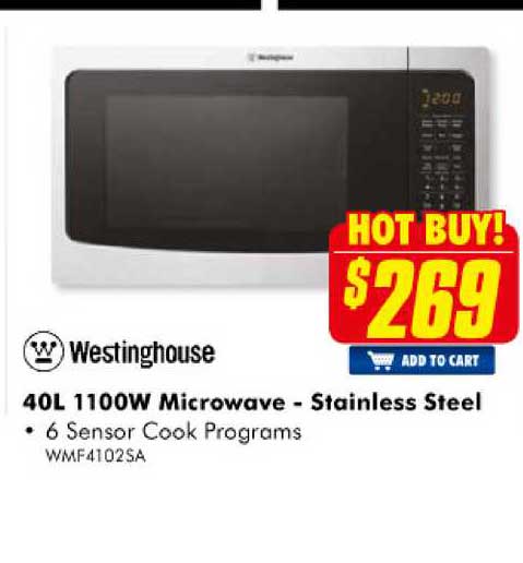 Westinghouse 40l 1100w Microwave - Stainless Steel Offer at The Good Guys