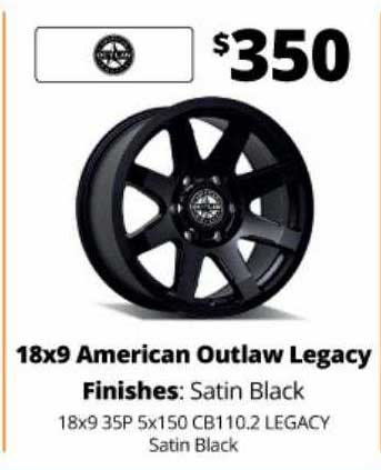 Tyreright 18x9 American Outlaw Legacy Finishes