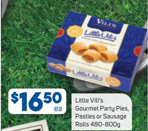 Foodland Little Vili's Gourmet Party Pies Pasties Or Sausage Rolls