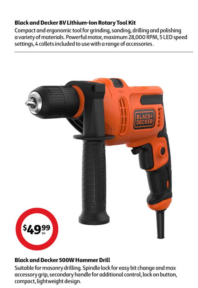 Coles Black And Decker 500W Hammer Drill