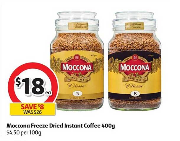 Coles Moccona Freeze Dried Instant Coffee 400g