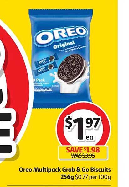 Coles Oreo Multipack Grab & Go Biscuits 256g