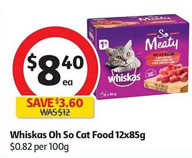 Coles Whiskas Oh So Cat Food 12x85g