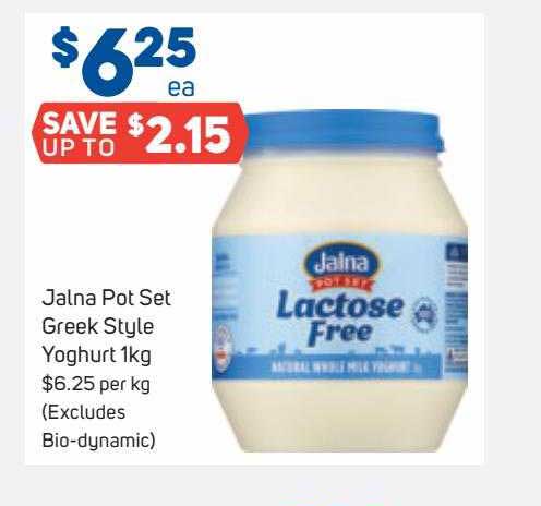 Jalna Pot Set Greek Style Yoghurt (excludes Bio-dynamic) Offer at ...