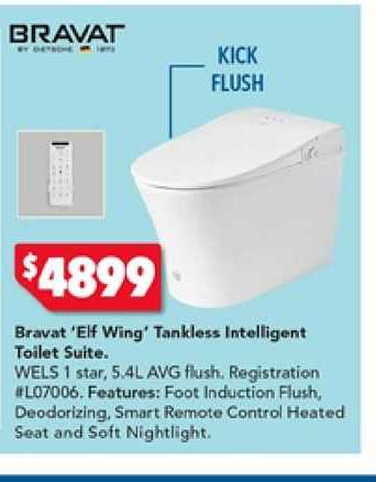 Harvey Norman Bravat 'elf Wing' Tankless Intelligent Toilet Suite