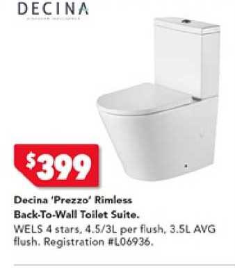 Harvey Norman Decina 'prezzo' Rimless Back-to-wall Toilet Suite