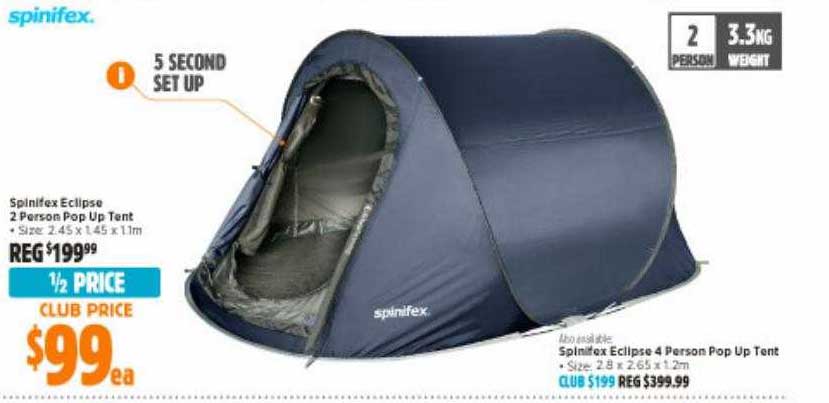 Anaconda Spinifex Eclipse 2 Person Pop Up Tent Spintex Eclipse 4 Person Pop Up Tent