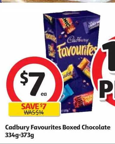 Coles Cadbury Favourites Boxed Chocolate 334g-373g