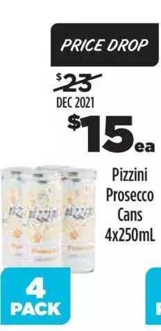Pizzini Prosecco Cans 4x250ml Offer at Coles - 1Catalogue.com.au