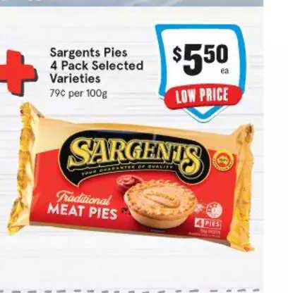 IGA Sargents Pies 4 Pack