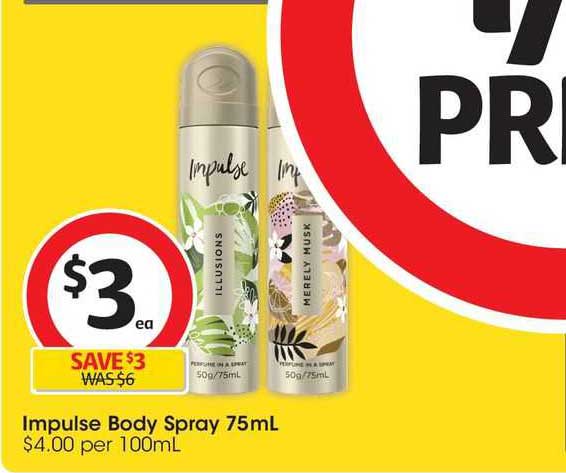 Impulse Body Spray 75mL Offer at Coles 