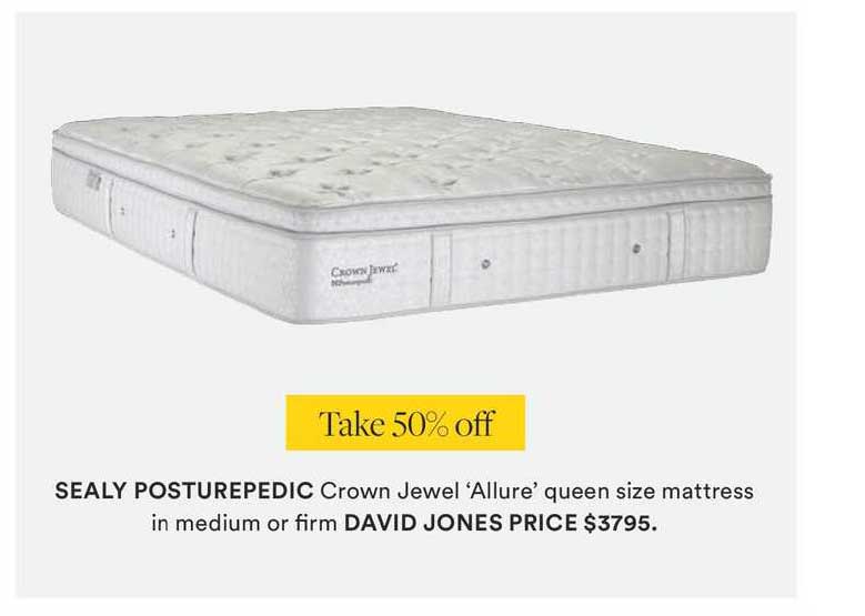 David Jones Sealy Posturepedic Crown Jewel 'allure' Queen Size Mattress In Medium Or Firm