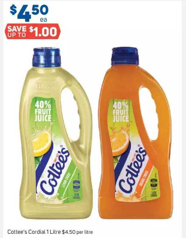 Foodland Cottee's Cordial 1 Litre