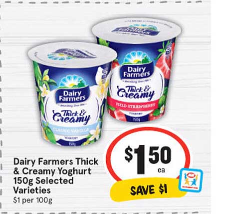 IGA Dairy Farmers Thick & Creamy Yoghurt 150g