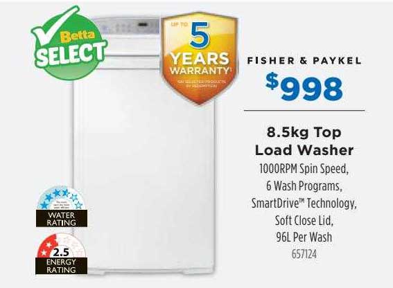 Betta Fisher & Paykel Top Load Washer