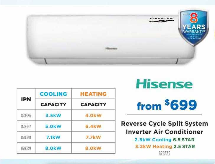 Hisense Reverse Cycle Split System Inverter Air Conditioner Offer At Betta 5148