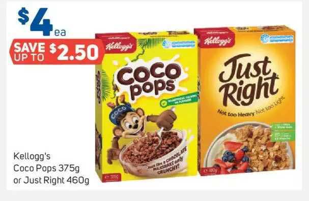 Foodland Kellogg's Coco Pops 375g Or Just Right 460g