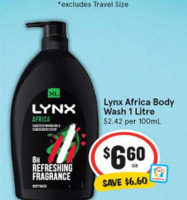 IGA Lynx Africa Body Wash 1 Litre