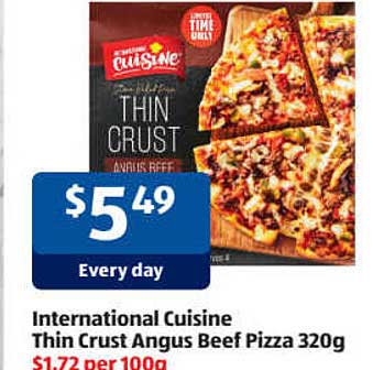 ALDI International Cuisine Thin Crust Angus Beef Pizza