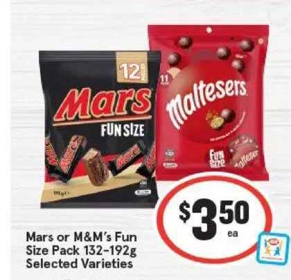 Mars Or M&m's Fun Size Pack 132-192g Offer at IGA - 1Catalogue.com.au