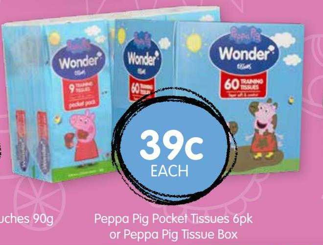Spudshed Peppa Pig Pocket Tissues 6pk Or Peppa Pig Tissue Box